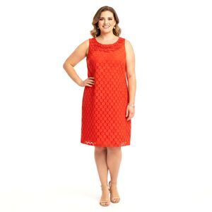 Peck & Peck Sleeveless Red Dress With Polka Dot and Beaded Rose Detail - Size 16